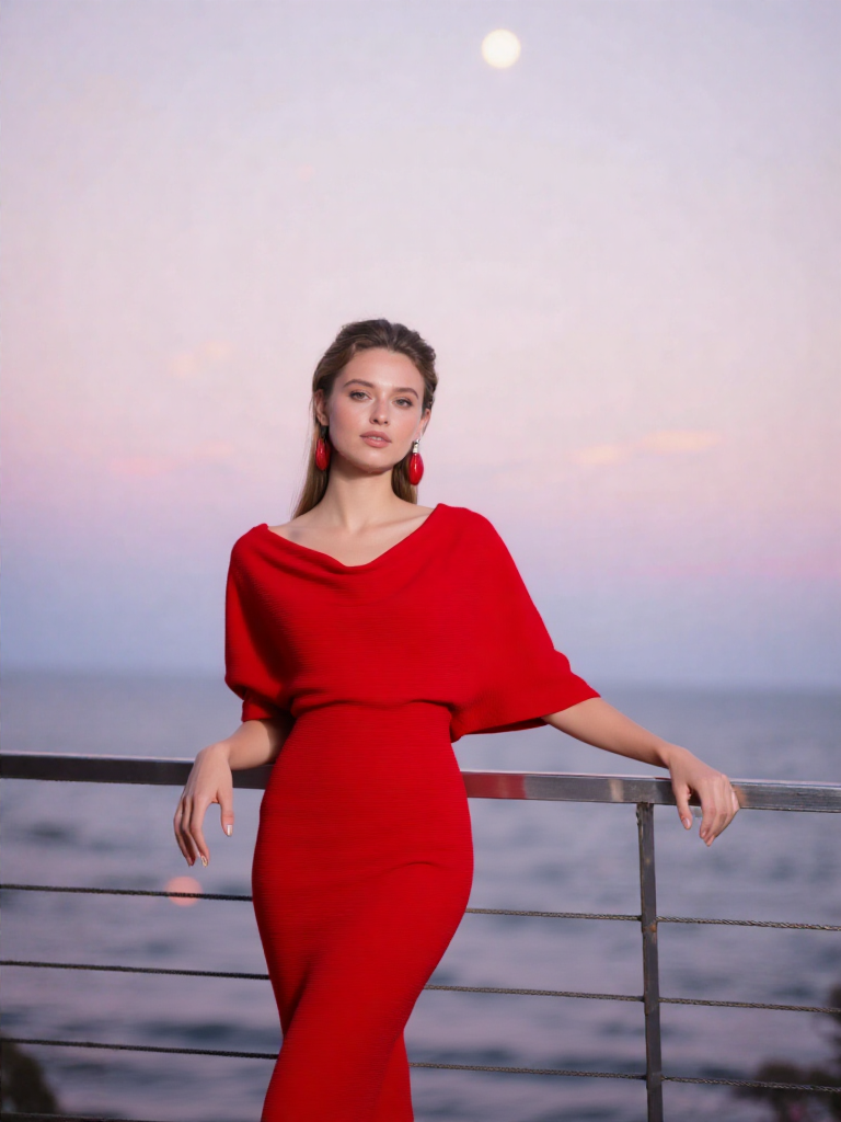 Scarlet Moon Elegance Midi Dress